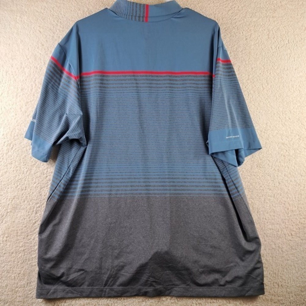 Columbia Polo Shirt Men's 2XL Omni Shade Wicking SS Golf Fish Striped - Picture 7 of 7